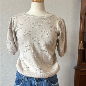 Elie. By Elie Tahiti Beige Star Pattern Sweater